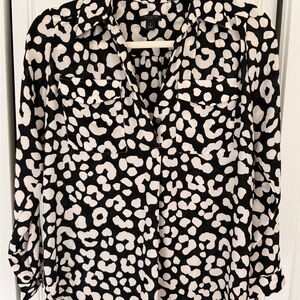 Ann Taylor Petite Leopard Print Blouse | Long Sleeve | SP